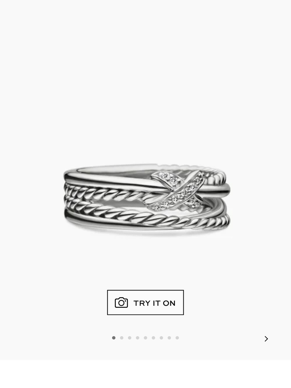 David Yurman Silver Cable X Stack Ring with Pave Diamonds